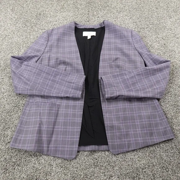 Hugo Boss Jacket Womens 14 Blue Gray Cardigan Open Blazer Suit Sport Over Coat - Picture 1 of 10